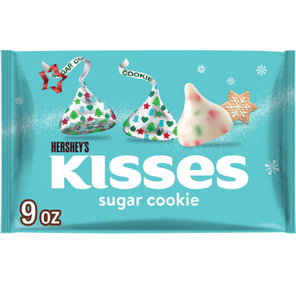 HERSHEY'S KISSES Sugar Cookie Flavored, Christmas Candy Bag, 9 oz