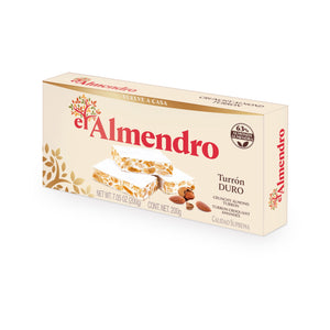 El Almendro Turrones, Turron Duro Nougat Christmas Candy, Crunchy Almond Torrone From Spain, Traditional Spanish Brittle Holiday Dessert, Gluten Free, 1 Box, 7.05 oz.