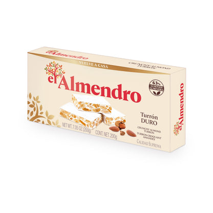 El Almendro Turrones, Turron Duro Nougat Christmas Candy, Crunchy Almond Torrone From Spain, Traditional Spanish Brittle Holiday Dessert, Gluten Free, 1 Box, 7.05 oz.