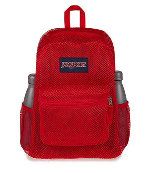 JanSport Eco Mesh Backpack, Red Tape, 17” x 12.5” x 6” - Large Semi-Transparent Bag for Adults with Laptop Sleeve, Padded Back Panel, Red Tape