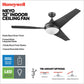 Honeywell Ceiling Fans Neyo, 52 Inch Contemporary Indoor LED Ceiling Fan with Light, Remote Control, Modern High Performance Blades, Reversible Motor Model- 51800-01 (Espresso)