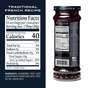St. Dalfour Blueberry Fruit Spread - 10oz - 100% from Fruit, No Artificial Ingredients, Non-GMO, No Cane Sugars, All Natural - Pack of 3