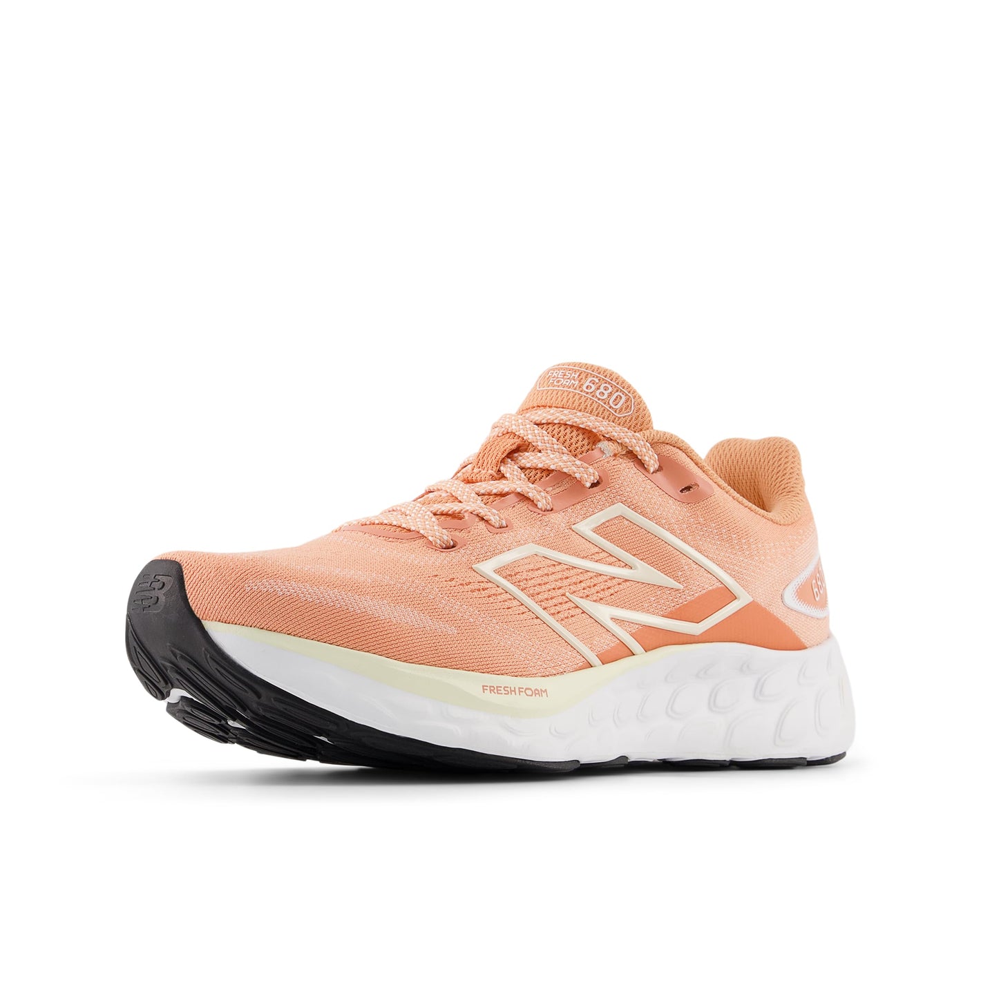 New Balance Women's Fresh Foam 680 V8 Running Shoe, Peach Nectar/White/Permafrost, 5 M