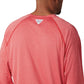 Columbia Men’s PFG Terminal Tackle Heather Long Sleeve Shirt, Sun Protection, Red Spark Heather/White Logo,Medium