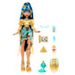 Monster High Cleo De Nile Doll in Golden Blouse & Layered Skirt, Includes Pet Cobra Hissette & Accessories Like a Backpack, Snack & Scroll