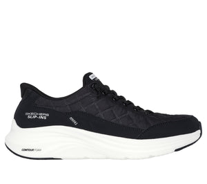 Skechers Men's Contour Foam Cozy Fit Hands Free Slip-in Sneaker,Black/White,13 Wide