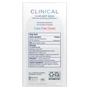 Secret Clinical Soft Solid Antiperspirant & Deodorant, Light & Fresh (1.6oz-3ct)