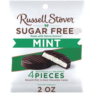 RUSSELL STOVER Sugar Free Dark Chocolate Mint Patties Candy, 2 oz. bag (Pack of 10)