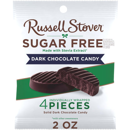 RUSSELL STOVER Sugar Free Dark Chocolate Medallions Candy, 2 oz. bag (Pack of 10)