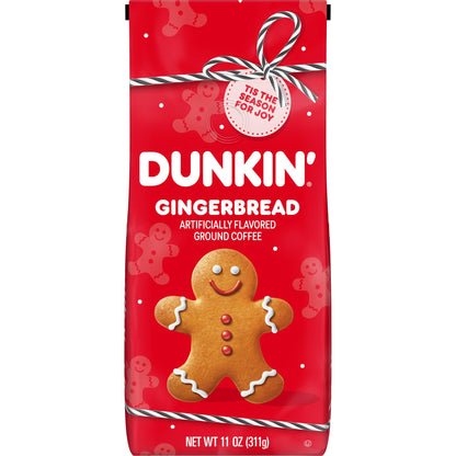 Dunkin' Gingerbread Artificially Flavored Coffee, Ground Coffee, 11 oz Bag