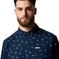 Columbia Mens Rapid Rivers Printed Short Sleeve Shirt, Collegiate Navy Deserted, Small