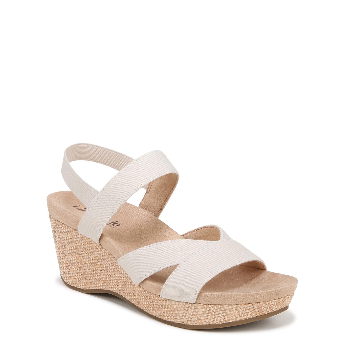 LifeStride Womens Danita Strappy Wedge Sandals Bone 10 M