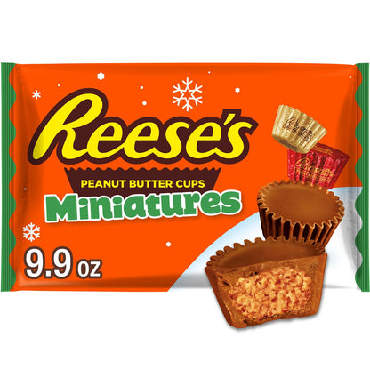 REESE'S Miniatures Milk Chocolate Peanut Butter Cups, Christmas Candy Bag, 9.9 oz