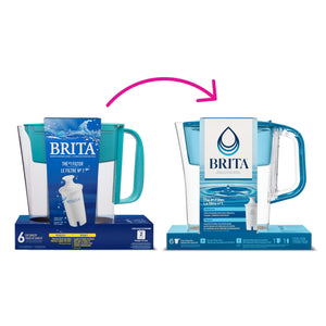 Brita Small 6 Cup Denali Water Filter Pitcher with 1 Brita Standard Filter, Made Without BPA, Transparent Teal