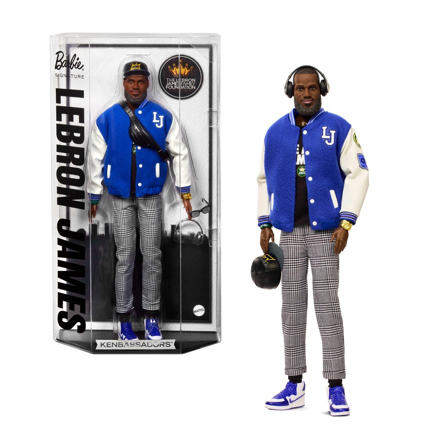 Barbie Signature Lebron James Kenbassadors Doll Collectible with Varsity Bomber Jacket Outfit & Accessories Including Headphones, Sunglasses, & More