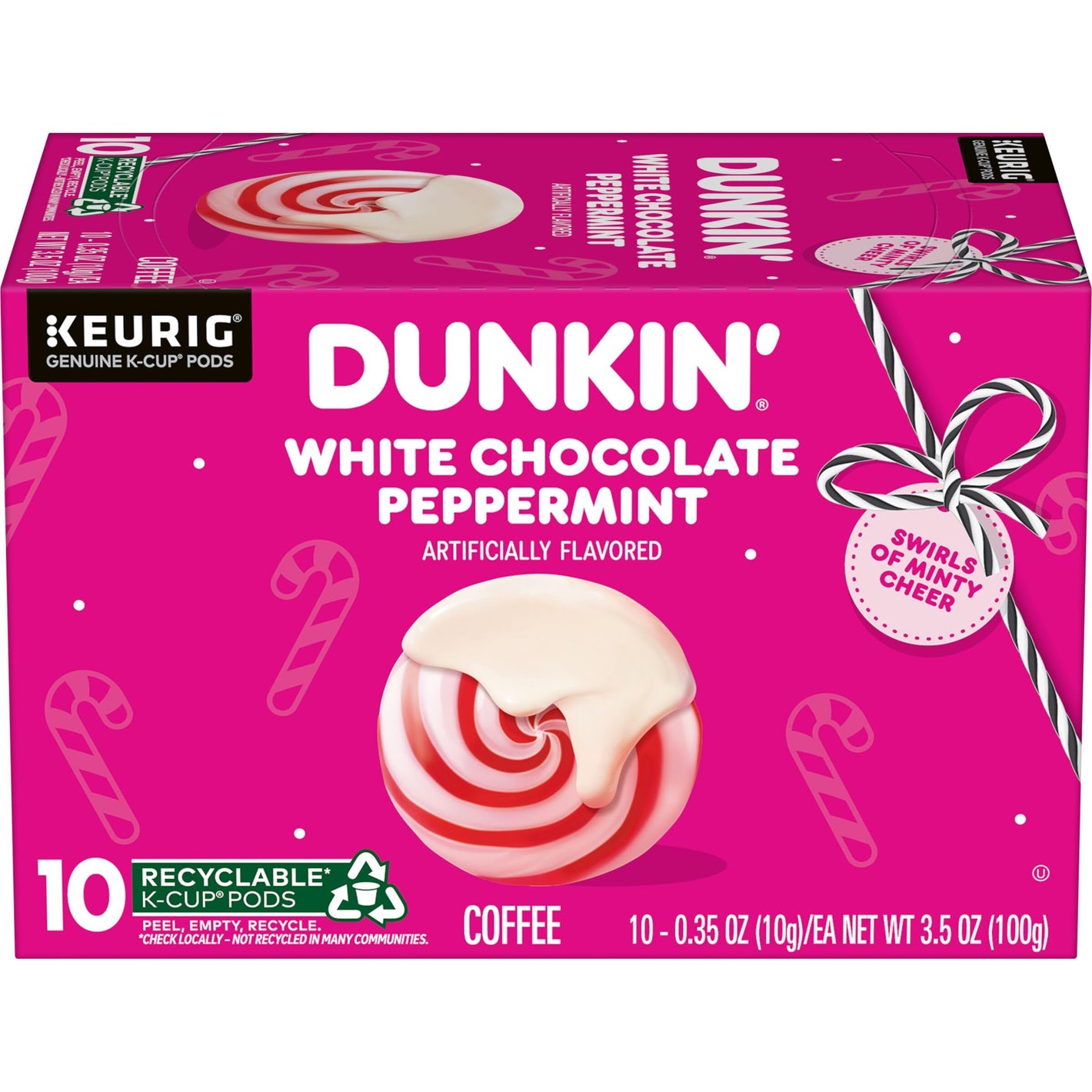 Dunkin' White Chocolate Peppermint Artificially Flavored Coffee, Keurig K-Cup Pods, 10 Count Box
