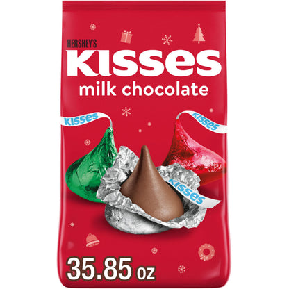 HERSHEY'S KISSES Milk Chocolate, Christmas Candy Bulk Bag, 35.85 oz