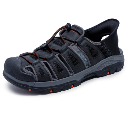 Skechers Men's Tresmen-Norvick 205187 Enclosed Slip-Ins Fisherman Sandal, Black, 10.5