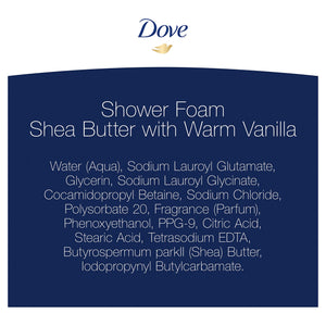 Dove Shower Foam Shea Butter With Warm Vanilla Foaming Body Wash, 13.5 Oz