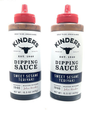 Kinder's Marinades, BBQ, Dipping & Wing Sauces - 2 bottles (Sweet Sesame Teriyaki Dipping 15.5oz)