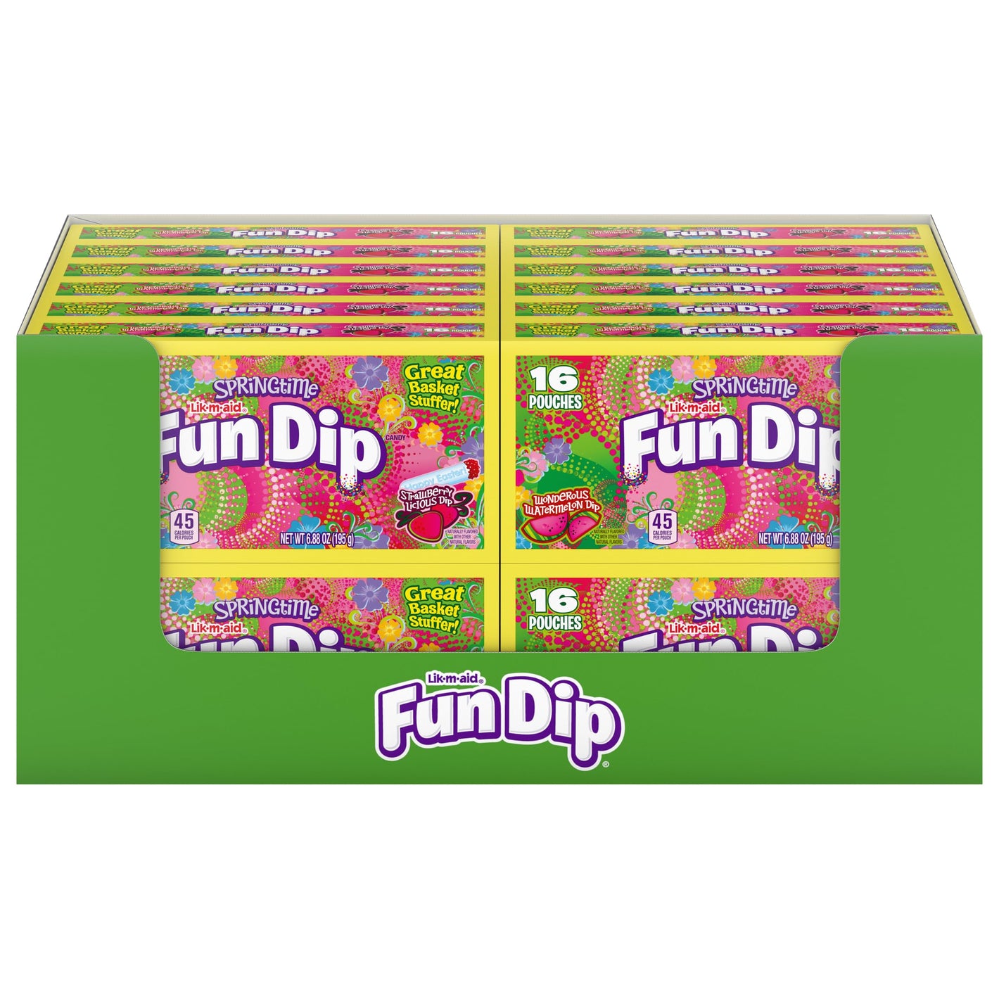 LIK-M-AID Fun Dip Easter Candy, Wonderous Watermelon and Strawberry Licious, Easter Candy, 6.88 oz (16 pouches)