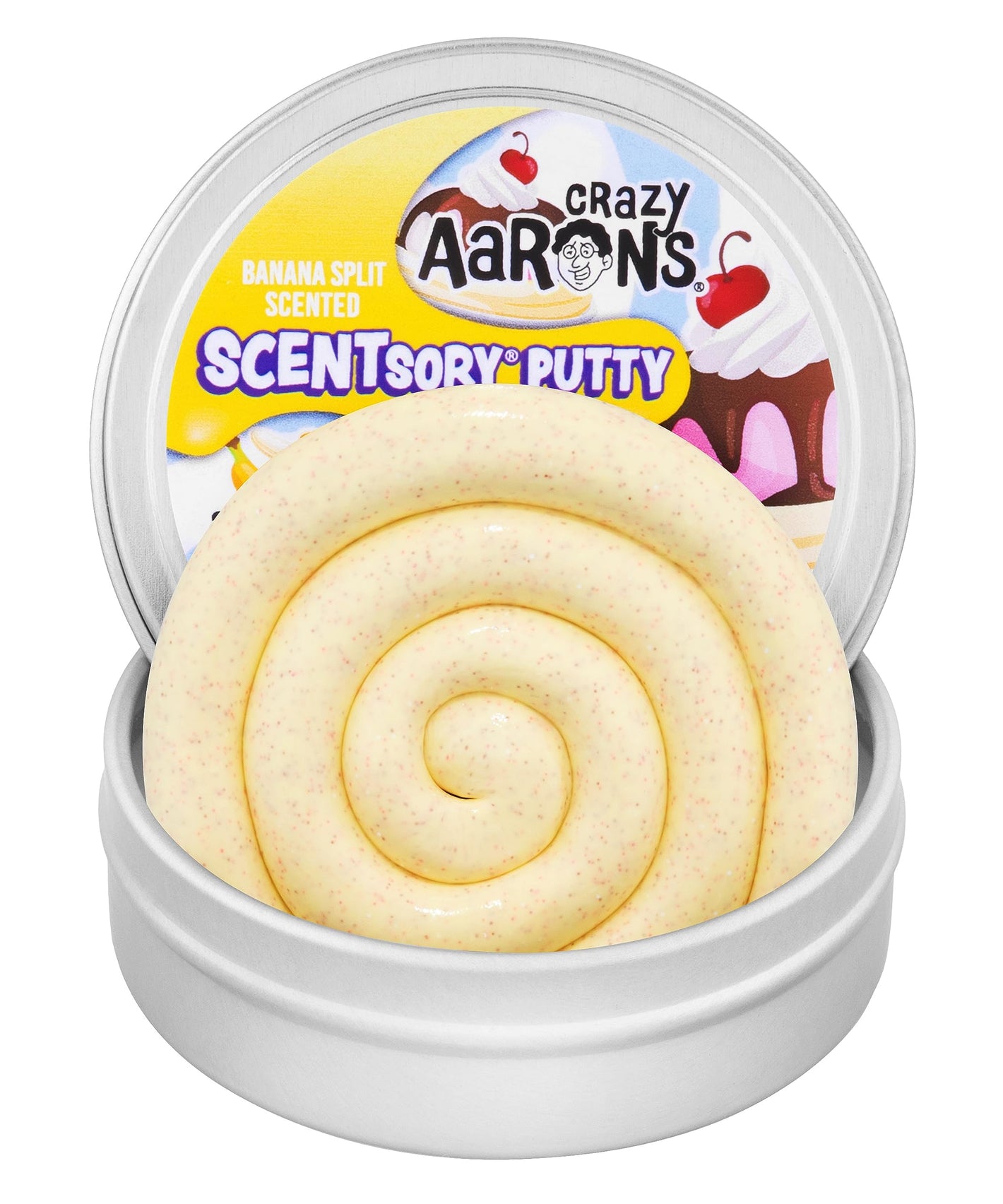 Crazy Aaron's Thinking Putty® - Banana Split - Scented Sensory Putty for Kids and Grown ups - Creative and Endless Fun, Stress Relief Therapy Toys, Never Dries Out - Made in USA