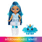 Rainbow High Littles Rainbow Fantasy Fairies + Pet – Sapphire, Blue 5.5" Posable Small Doll & Fantasy Dog Pet with Interchangeable Fairy Wings, Kids Gift 4+