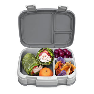 Bentgo® Fresh – Leak-Proof, Versatile 4-Compartment Bento-Style Lunch Box with Removable Divider, Portion-Controlled Meals for Teens and Adults On-The-Go – BPA-Free, Food-Safe Materials (Gray)