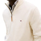 Tommy Hilfiger Mens Long Sleeve Cotton Quarter Zip Pullover Sweater, Snow White Heather, XX-Large US