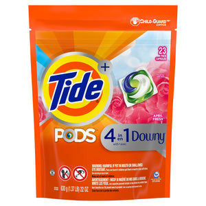 Tide PODS with Downy, Liquid Laundry Detergent Pacs, April Fresh, 23 count