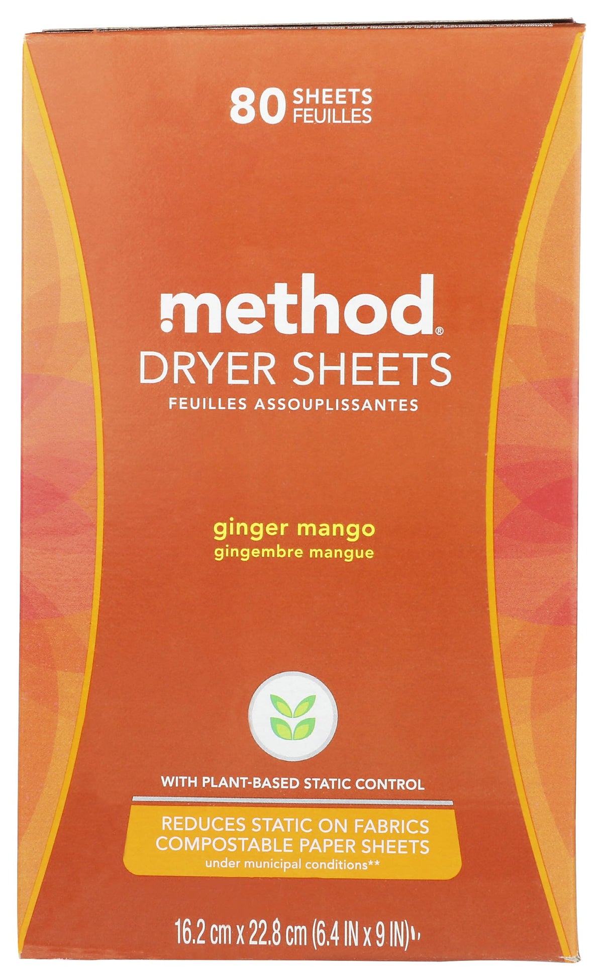 Method Dryer Sheets, Ginger Mango, 80 Sheets