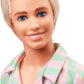 Barbie The Movie Ken Doll, Collectible Wearing Pastel Pink & Green Striped Beach Matching Set with Surfboard & White Sneakers