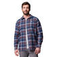 Columbia Mens Cornell Woods Flannel Long Sleeve Shirt, Collegiate Navy Backland Tartan, Large