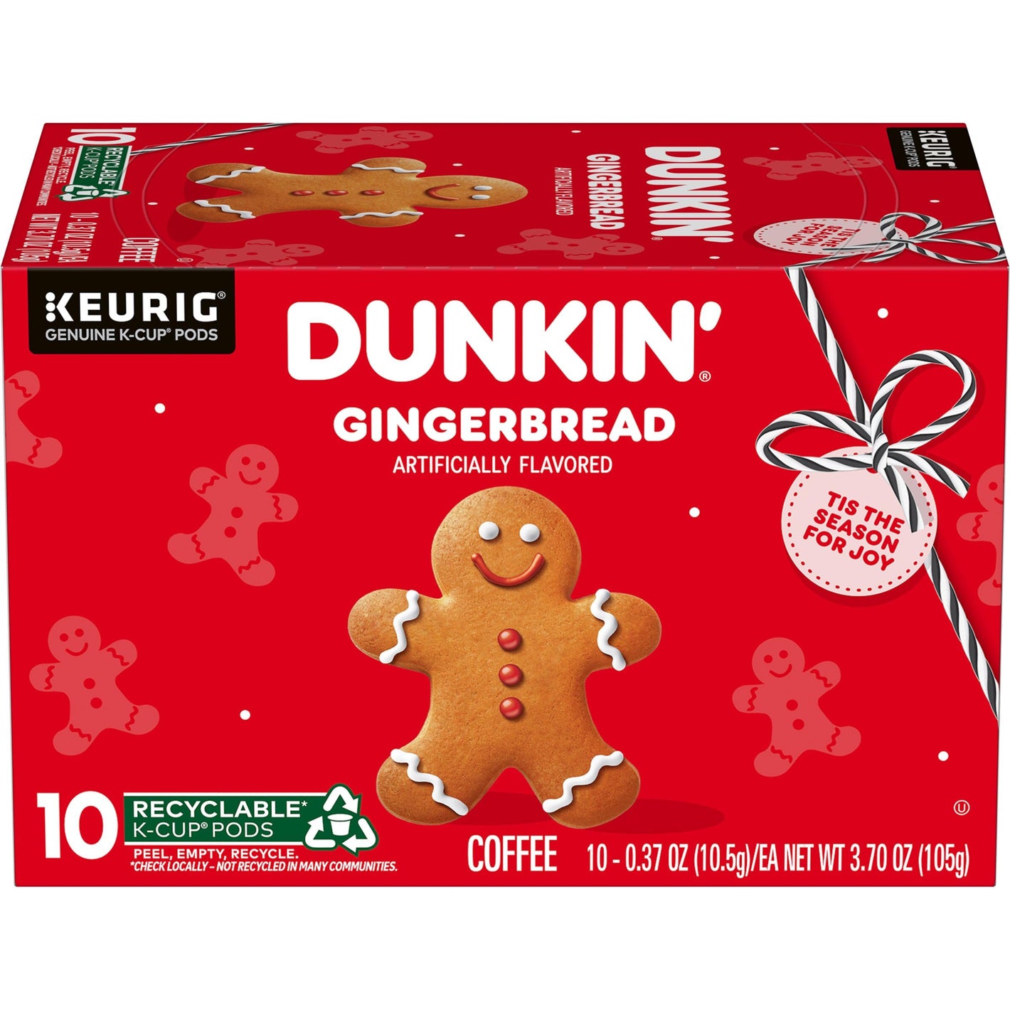 Dunkin' Gingerbread Artificially Flavored Coffee, Keurig K-Cup Pods, 10 Count Box