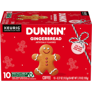 Dunkin' Gingerbread Artificially Flavored Coffee, Keurig K-Cup Pods, 10 Count Box