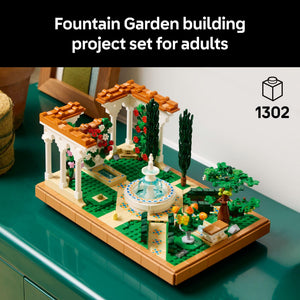 LEGO Icons Fountain Garden Building Set - DIY Kit for Adults, Ages 18+ - Miniature Craft Building Blocks for Home Decor, Display - Gift for Birthdays - with Cypress Trees and Grape Vines - 10359