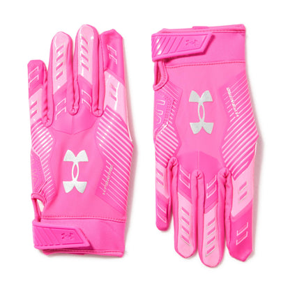 Under Armour Men's F9 Nitro Football Gloves, (652) Rebel Pink/Fluo Pink/Metallic Silver, Large
