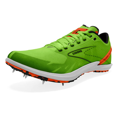 Brooks Draft XC Supportive Cross-Country Running Shoe - Green Gecko/Red Orange/White - 10.5 Mens/12 Womens Medium
