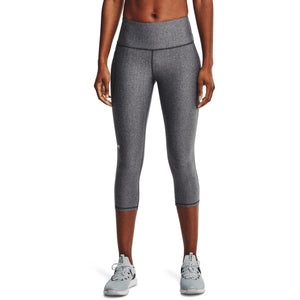 Under Armour Womens HeatGear Armour High Waisted Pocketed No-Slip Capri , Charcoal Light Heather (019)/White , X-Small