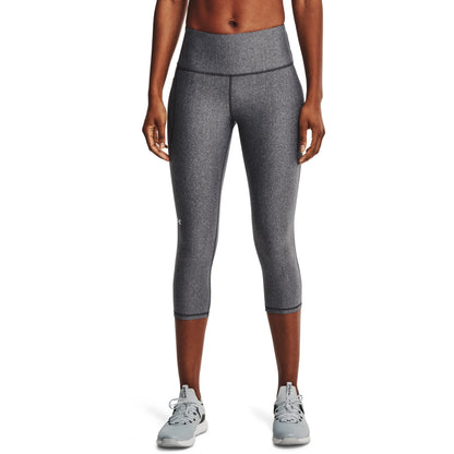 Under Armour Womens HeatGear Armour High Waisted Pocketed No-Slip Capri , Charcoal Light Heather (019)/White , X-Small
