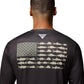 Columbia Mens Terminal Tackle PFG Fish Flag Long Sleeve, Shark/Cypress, Large