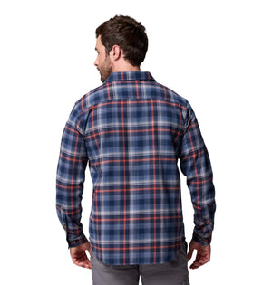 Columbia Mens Cornell Woods Flannel Long Sleeve Shirt, Collegiate Navy Backland Tartan, Large