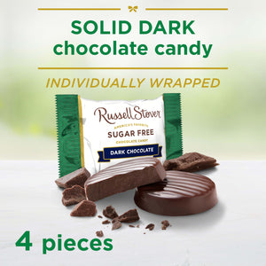 RUSSELL STOVER Sugar Free Dark Chocolate Medallions Candy, 2 oz. bag (Pack of 10)