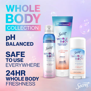 Secret Whole Body Deodorant Dry Feel Cream + Absorbs Sweat for Women, Light & Fresh Scent, Aluminum Free Deodorant, 72 HR Odor Protection, 3.0 oz