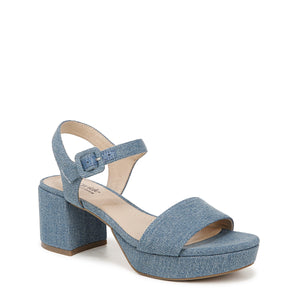 LifeStride Womens Rhythmn Platform Block Heel Sandals Denim Blue 8 M