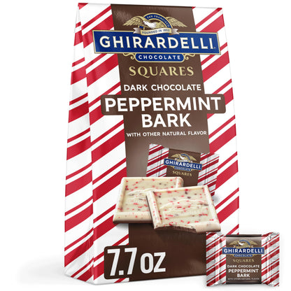 GHIRARDELLI Dark Chocolate Peppermint Bark Chocolate Squares, 7.7 OZ Bag