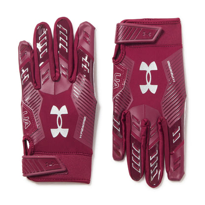 Under Armour Men's F9 Nitro Football Gloves, (609) Maroon/Sedona Red/Metallic Silver, Medium