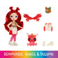 Rainbow High Littles Rainbow Fantasy Fairies + Pet – Apple, Red 5.5" Posable Small Doll & Fantasy Deer Pet with Interchangeable Fairy Wings, Kids Gift 4+