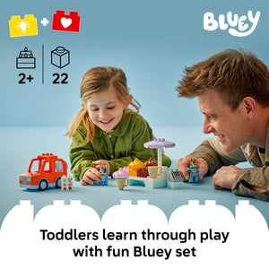 LEGO DUPLO Bluey Ice Cream Trip with Bluey - Toddler Toy for Kids, Boys, and Girls Ages 2+ - Includes Figure and Ice Cream Stand - Sensory Toy for Pretend Play - Preschool Gift Idea - 10458