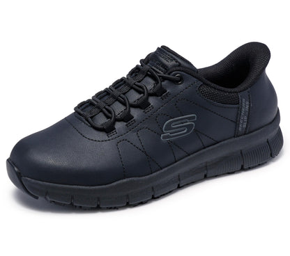 Skechers Womens Work Hands Free Slip Ins Nampa-Cottonbud Bungee Athletic SR Food Service Shoe, Black, 10